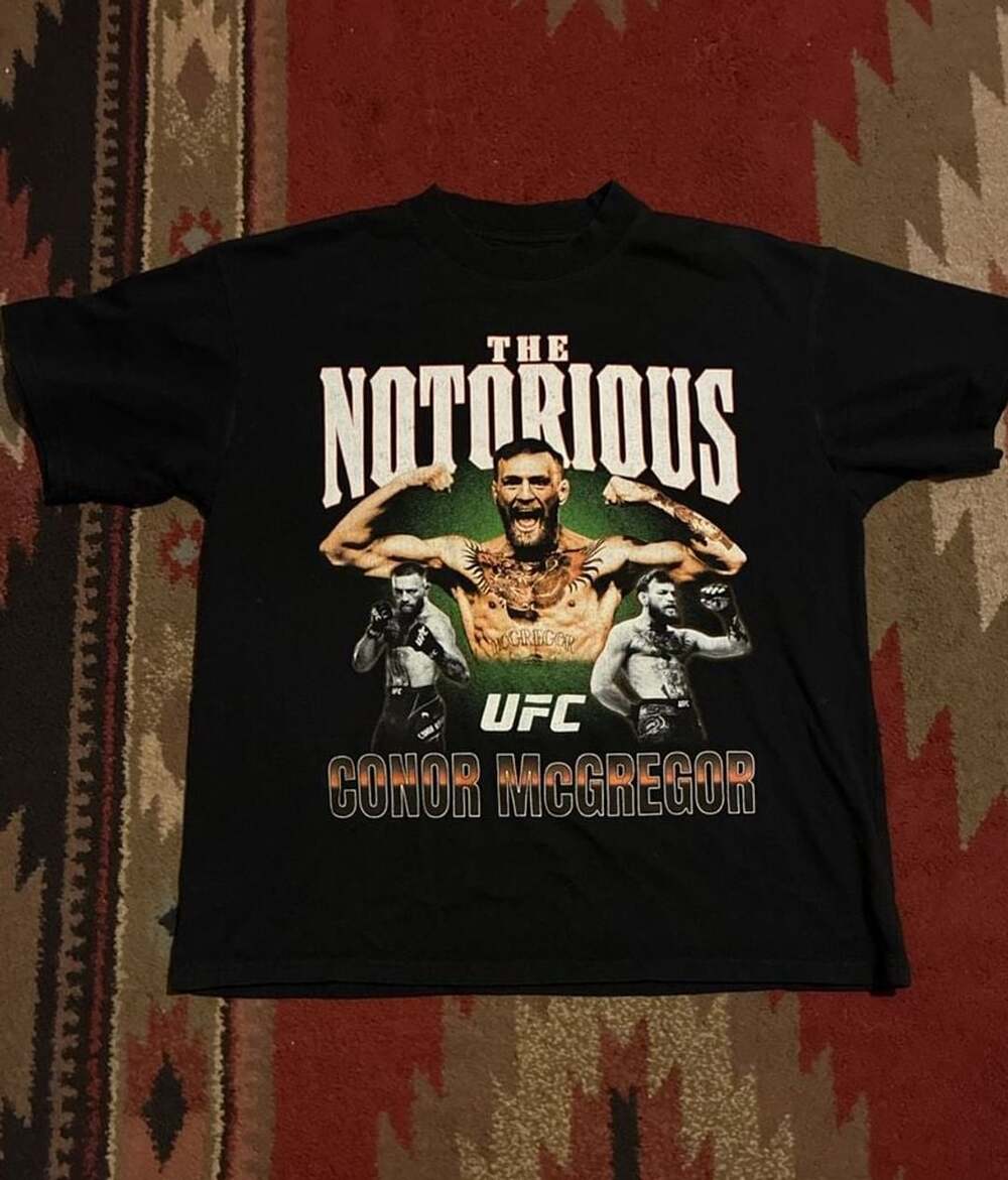 UFC Conor McGregor The Notorious T-Shirt Size L Black Graphic Tee